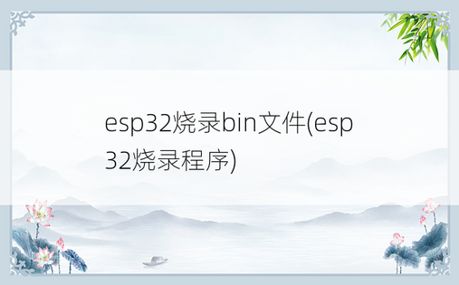 esp32烧录bin文件(esp32烧录程序) 