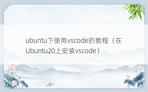 ubuntu下使用vscode的教程（在Ubuntu20上安装vscode）