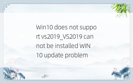 Win10 does not support vs2019_VS2019 cannot be installed WIN10 update problem
