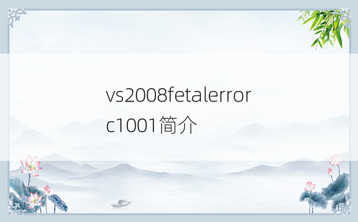 vs2008fetalerrorc1001简介