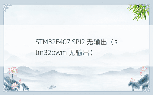 STM32F407 SPI2 无输出（stm32pwm 无输出） 