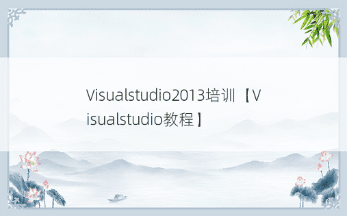 Visualstudio2013培训【Visualstudio教程】