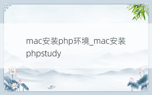 mac安装php环境_mac安装phpstudy