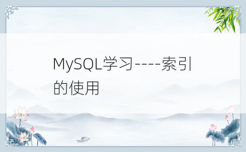 MySQL学习----索引的使用