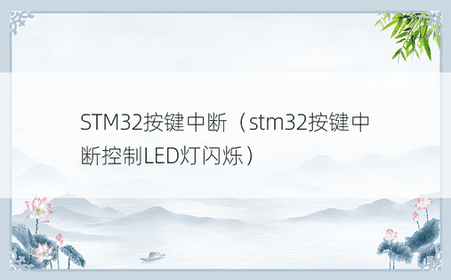 STM32按键中断（stm32按键中断控制LED灯闪烁）
