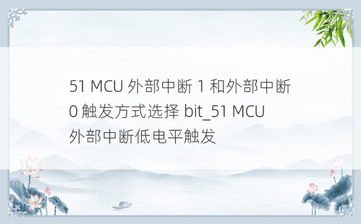 51 MCU 外部中断 1 和外部中断 0 触发方式选择 bit_51 MCU 外部中断低电平触发 