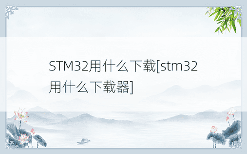 STM32用什么下载[stm32用什么下载器]