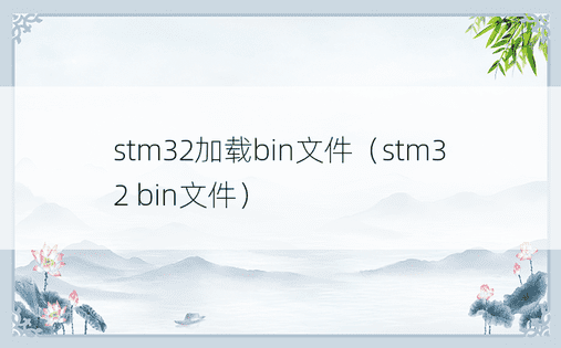 stm32加载bin文件（stm32 bin文件）