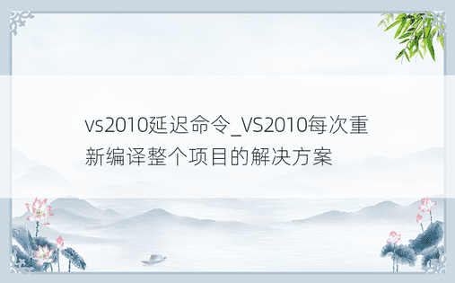 vs2010延迟命令_VS2010每次重新编译整个项目的解决方案