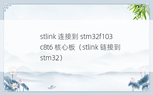 stlink 连接到 stm32f103c8t6 核心板（stlink 链接到 stm32） 
