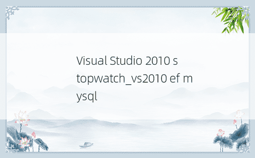 Visual Studio 2010 stopwatch_vs2010 ef mysql