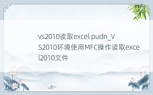vs2010读取excel pudn_VS2010环境使用MFC操作读取excel2010文件