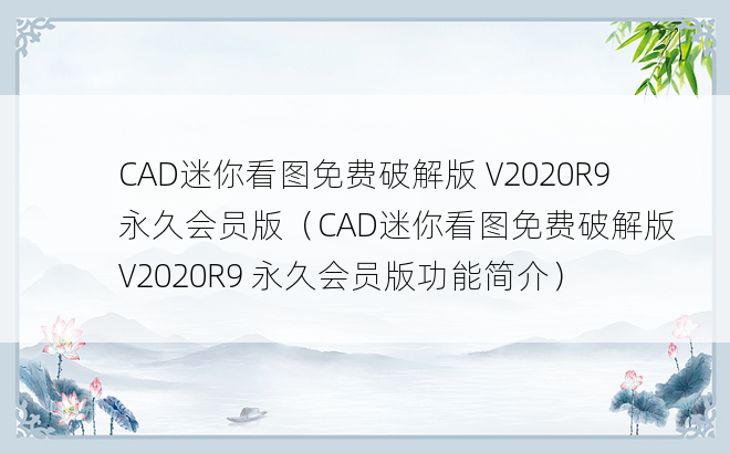 CAD迷你看图免费破解版 V2020R9 永久会员版（CAD迷你看图免费破解版 V2020R9 永久会员版功能简介）