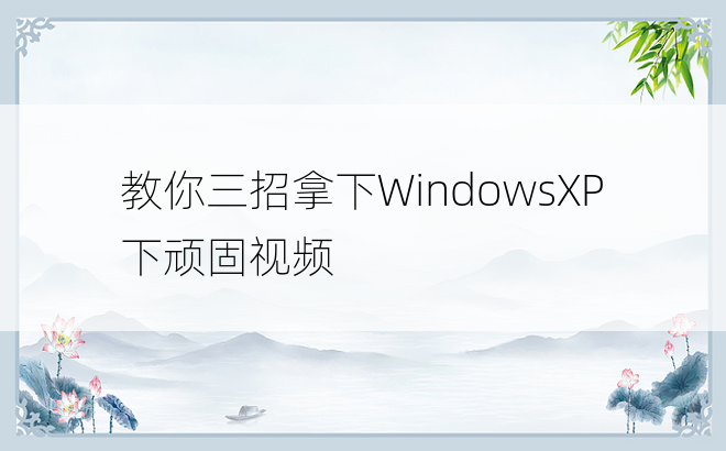 教你三招拿下WindowsXP下顽固视频