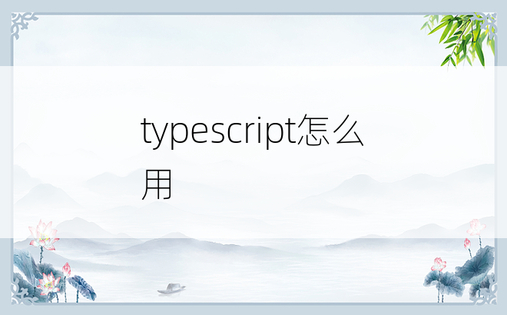 typescript怎么用