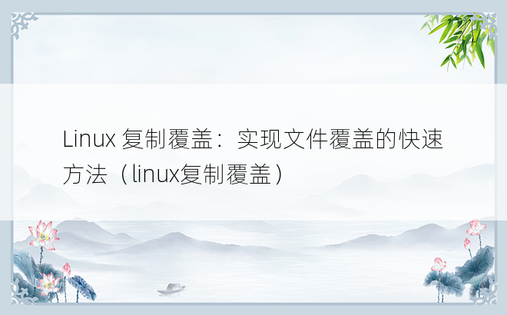 Linux 复制覆盖：实现文件覆盖的快速方法（linux复制覆盖）