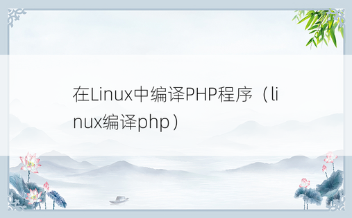 在Linux中编译PHP程序（linux编译php）