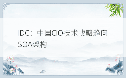 IDC：中国CIO技术战略趋向SOA架构