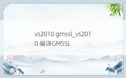 vs2010 gmssl_vs2010 编译GMSSL