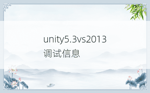 unity5.3vs2013调试信息